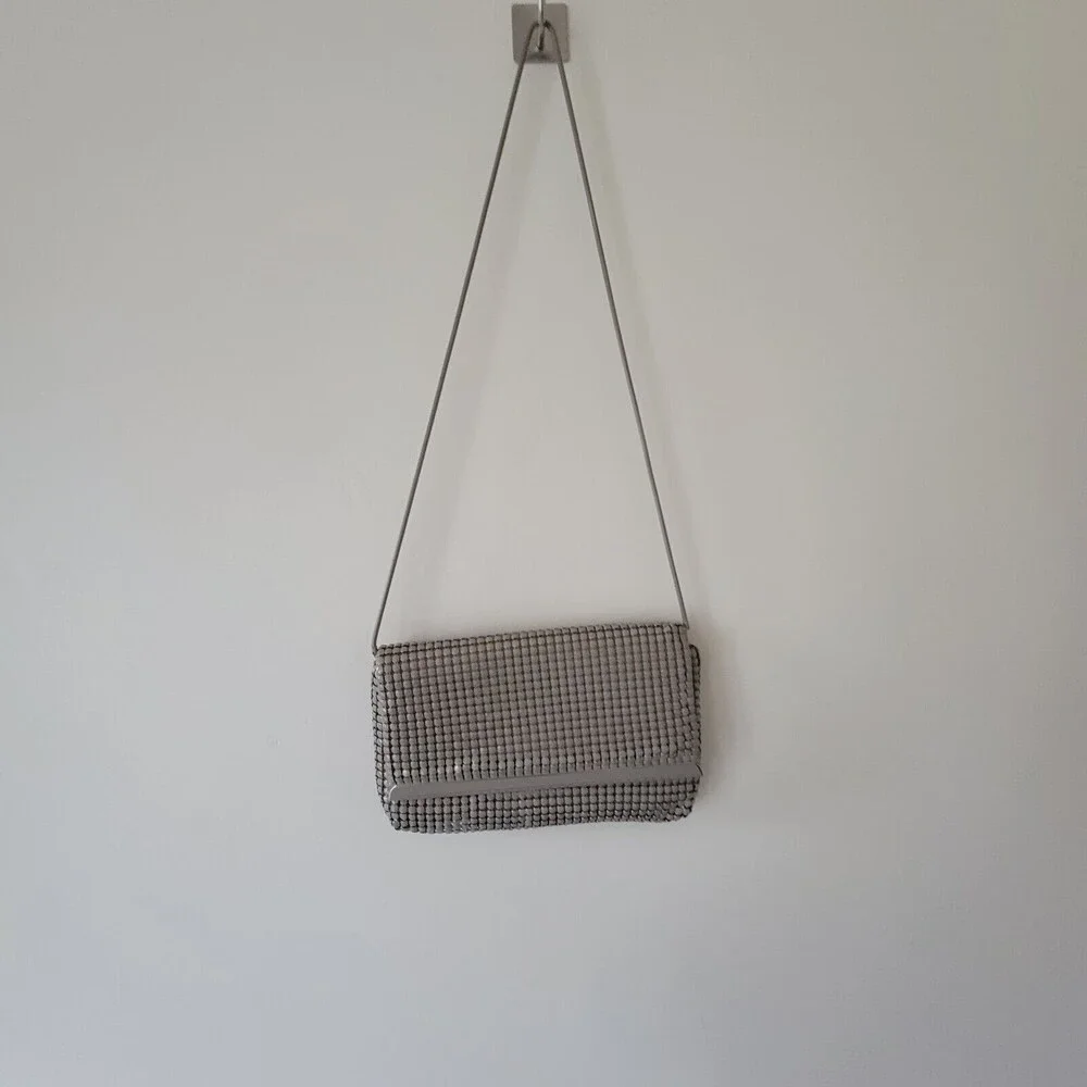 Vintage Mesh Purse‎ Taupe Alumesh Handbag Clutch